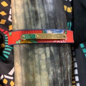 Coach Floral Leather Buckle Bracelet